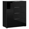 Kommode mit Glasfront B: 83 cm Gw-Oakland, Schwarz - Schwarz, KONVENTIONELL, Glas/Holzwerkstoff (83/101/42cm) - Germania