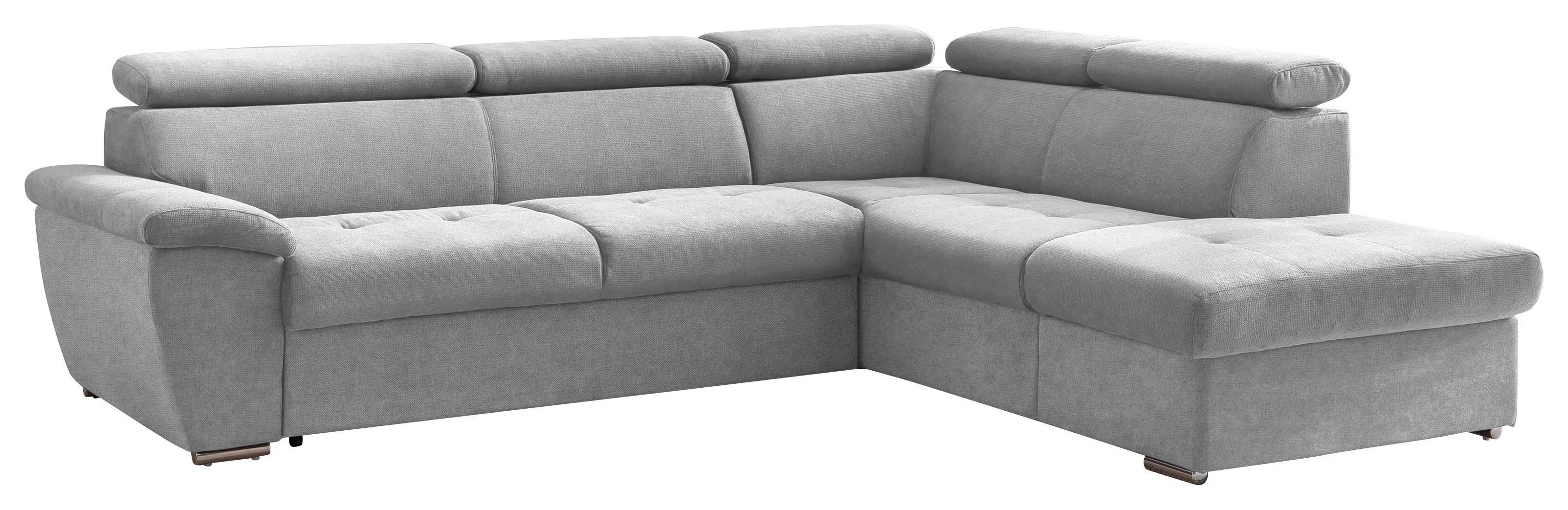 Ecksofa mit Schlaffunktion und Bettkasten Antero Grau - Chromfarben/Grau, Design, Textil (262/216cm) - Livetastic