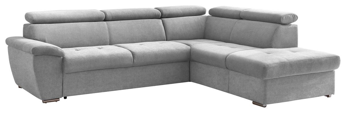 Ecksofa mit Schlaffunktion und Bettkasten Antero Grau - Chromfarben/Grau, Design, Textil (262/216cm) - Livetastic