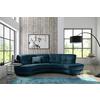 Ecksofa Bretania Dunkelblau S: 300x113 cm - Schwarz/Dunkelblau, Design, Textil (300/113cm) - Livetastic
