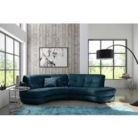 Ecksofa Bretania Dunkelblau S: 300x113 cm - Schwarz/Dunkelblau, Design, Textil (300/113cm) - Livetastic
