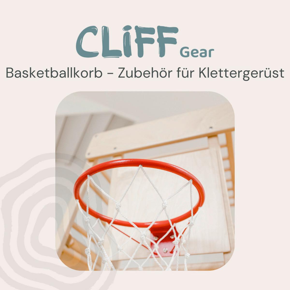 Basektballkorb mit Netz und Platte - Birkefarben, Basics, Holz (38/38cm) - CLIFF