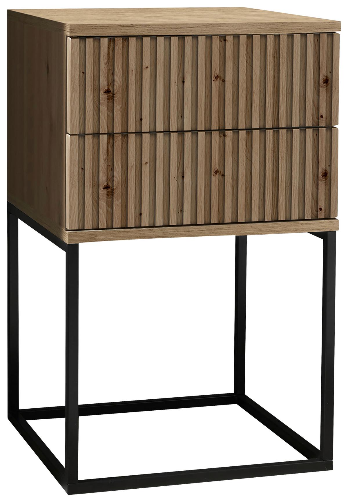 Nachtkästchen Eiche Dekor/ Schwarz H: 65 Cm Marle - Schwarz/Eiche Artisan, MODERN, Holzwerkstoff/Metall (40/65/38,5cm) - Livetastic