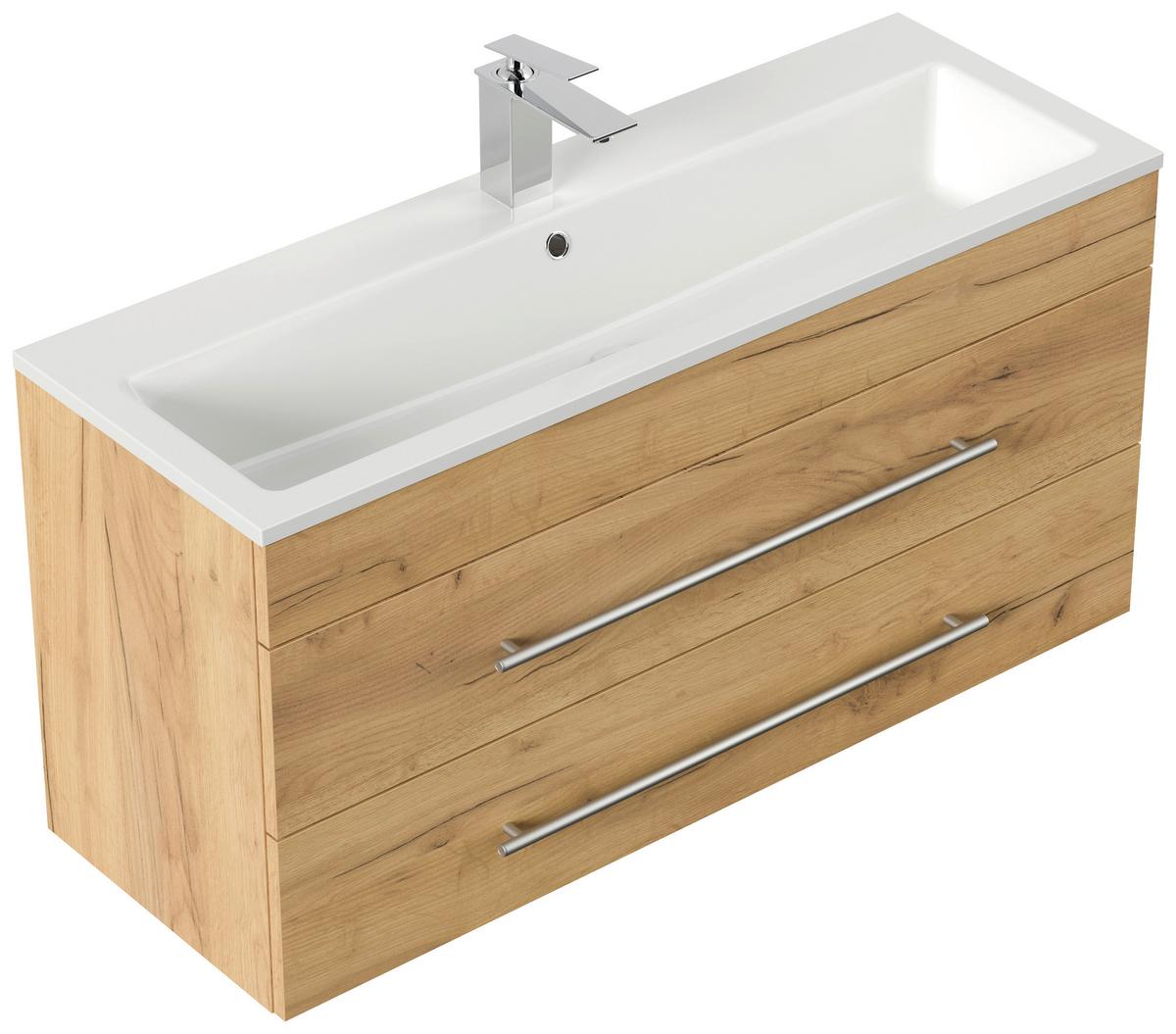 Badezimmer Portus Eiche Dekor B: 100 Cm - Eichefarben/Weiß, MODERN, Keramik/Holzwerkstoff (100cm) - MID.YOU