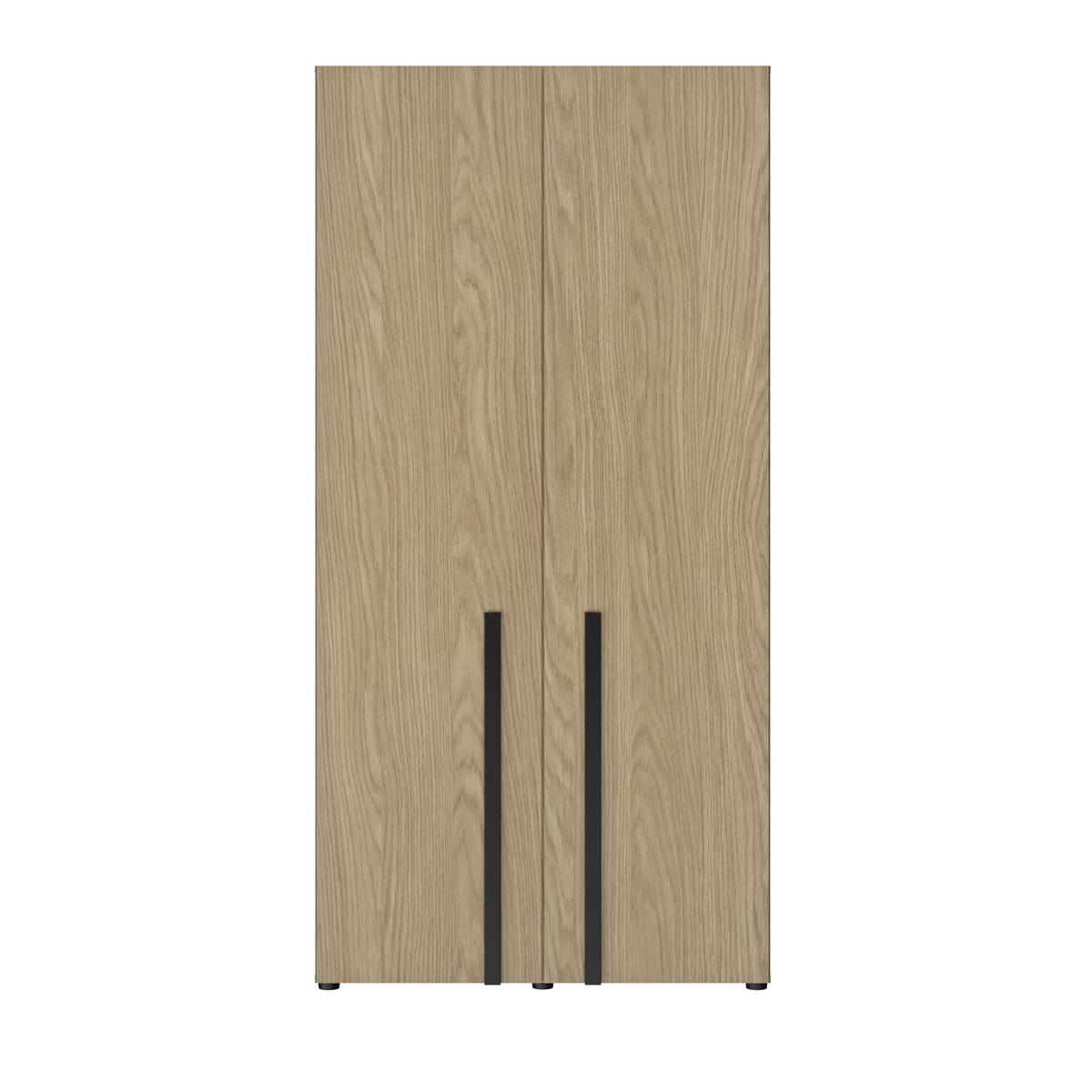 Kleiderschrank Nael 100 cm, Eichefarben - Eichefarben/Schwarz, Basics, Holzwerkstoff (100/200/60cm)