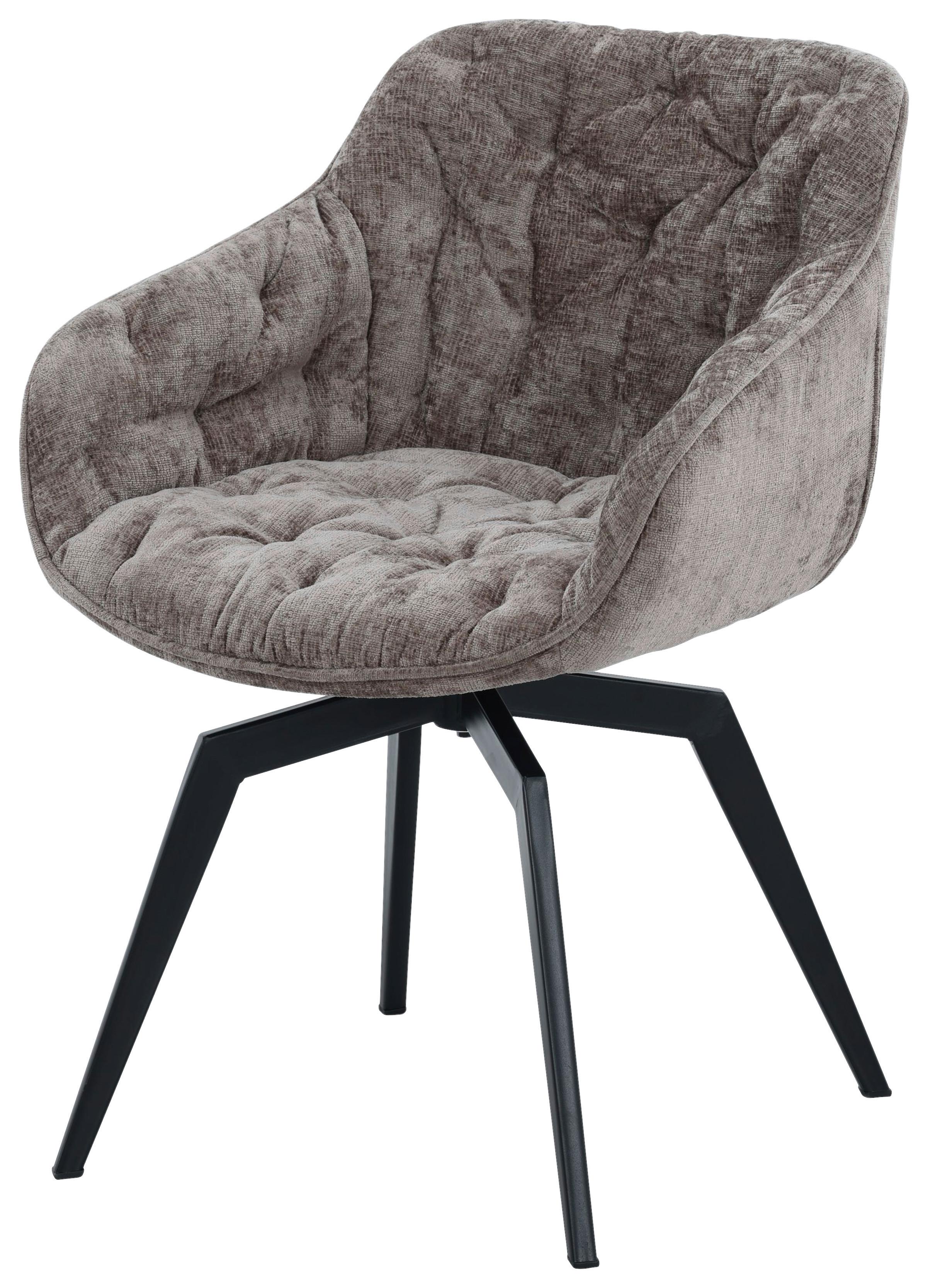Armlehnstuhl Avegno Hellbraun/Schwarz B: 59,5 cm - Hellbraun/Schwarz, MODERN, Textil/Metall (59,5/84/63,5cm) - Livetastic