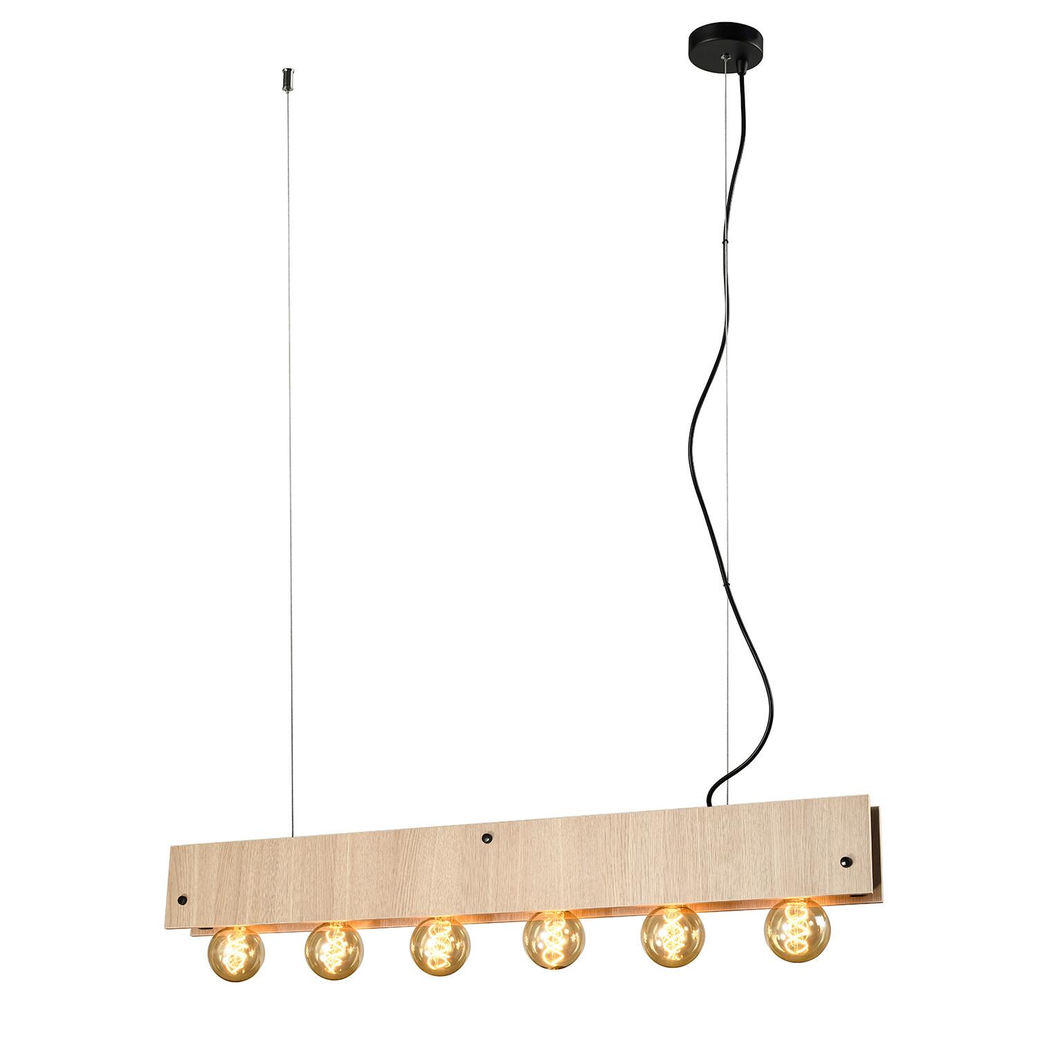 Hängeleuchte 5064/Sl - Eichefarben/Schwarz, Natur, Metall (100/9/150cm)