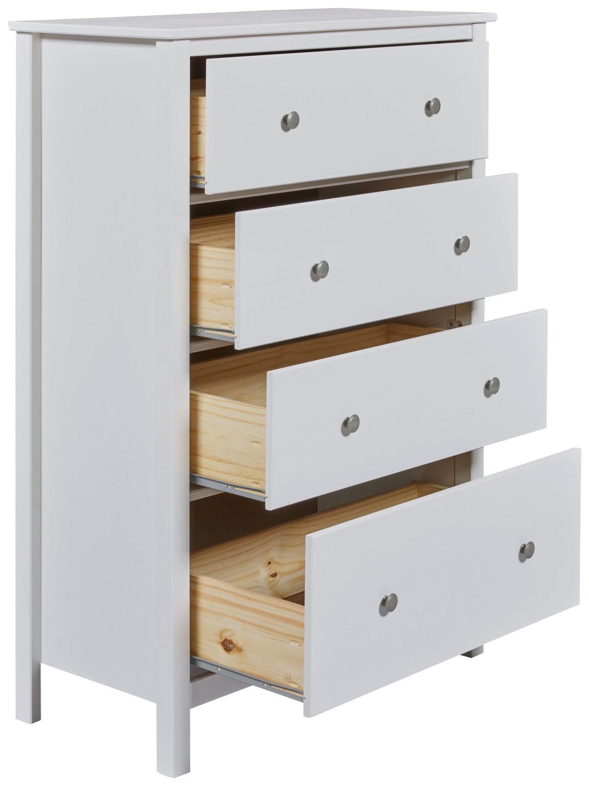 KOMODA CHILLY HOME - bílá/barvy stříbra, Romantický / Rustikální, kov/dřevo (82/120/39,5cm)