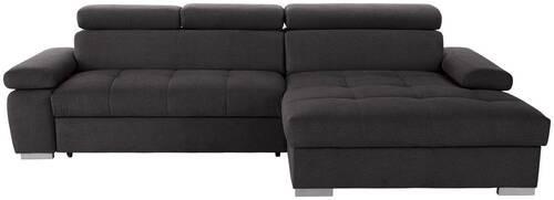 Ecksofa Perry - Silberfarben/Graphitfarben, Design, Textil (292/183cm) - Livetastic