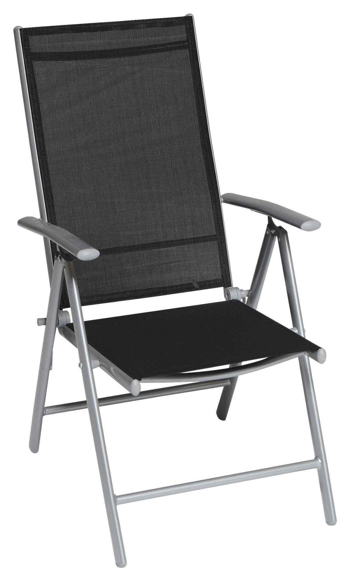 Gartenset 7-Tlg Amalfi Aus Aluminium - Silberfarben/Schwarz, MODERN, Textil/Metall - Gardenson