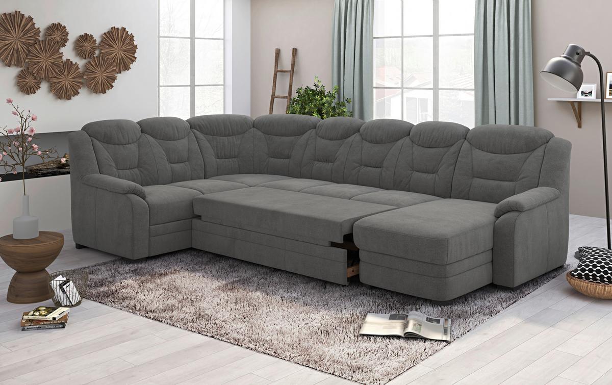 Wohnlandschaft Marcus Anthrazit inkl. Bettkasten - Anthrazit/Schwarz, Basics, Textil (211/330/162cm) - MID.YOU