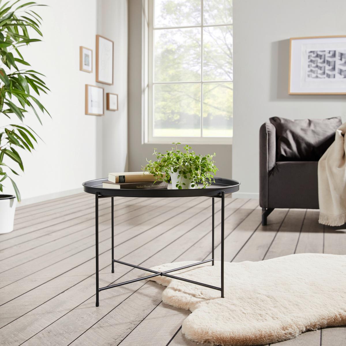 Couchtisch Rund Metall Dallas Schwarz - Schwarz, Design, Metall (62/40/62cm) - P & B