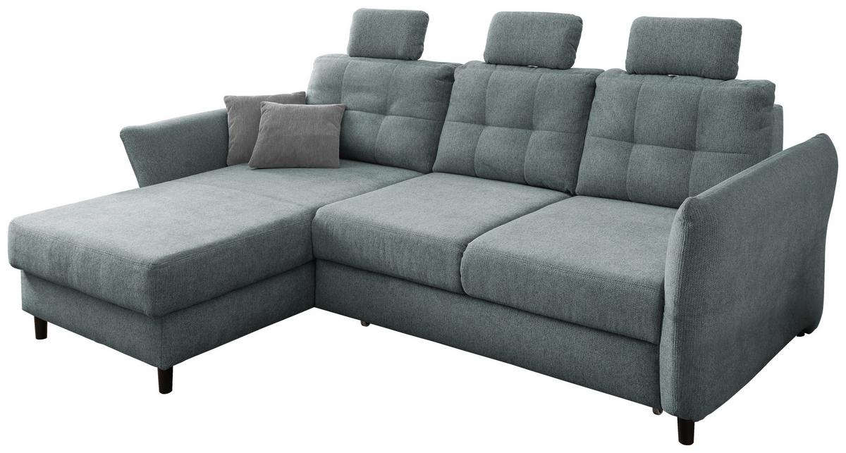 Ecksofa Brizzini Mintgrau S: 176/250-280 cm - Mintgrau/Blau, MODERN, Holz/Textil (176/250-280cm) - Livetastic