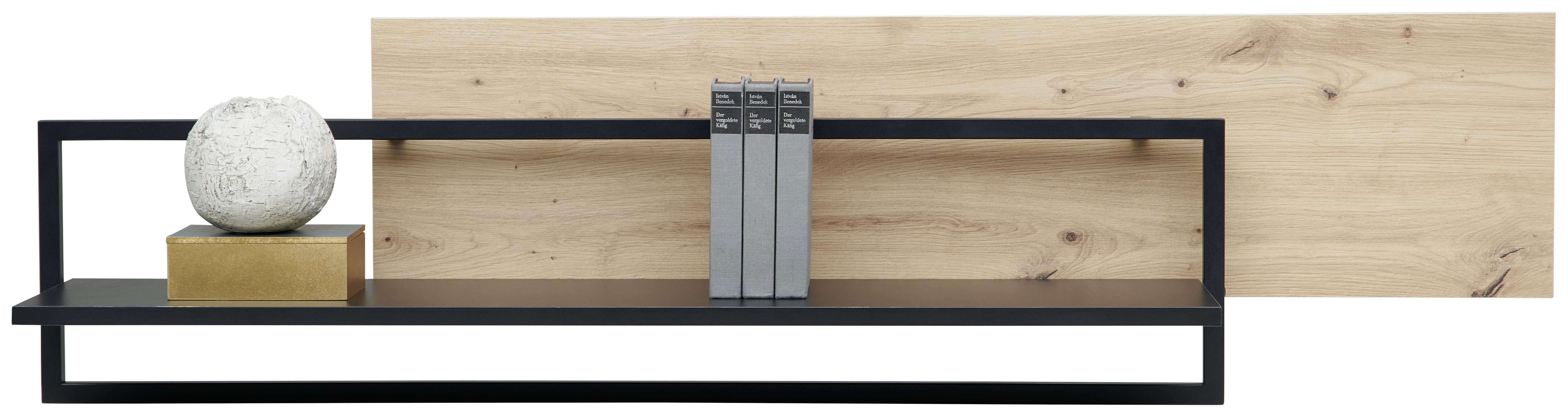 Wandboard Jamino B: 148 cm Eiche Dekor/Schwarz - Eichefarben/Schwarz, MODERN, Holzwerkstoff/Metall (148/38/26cm)