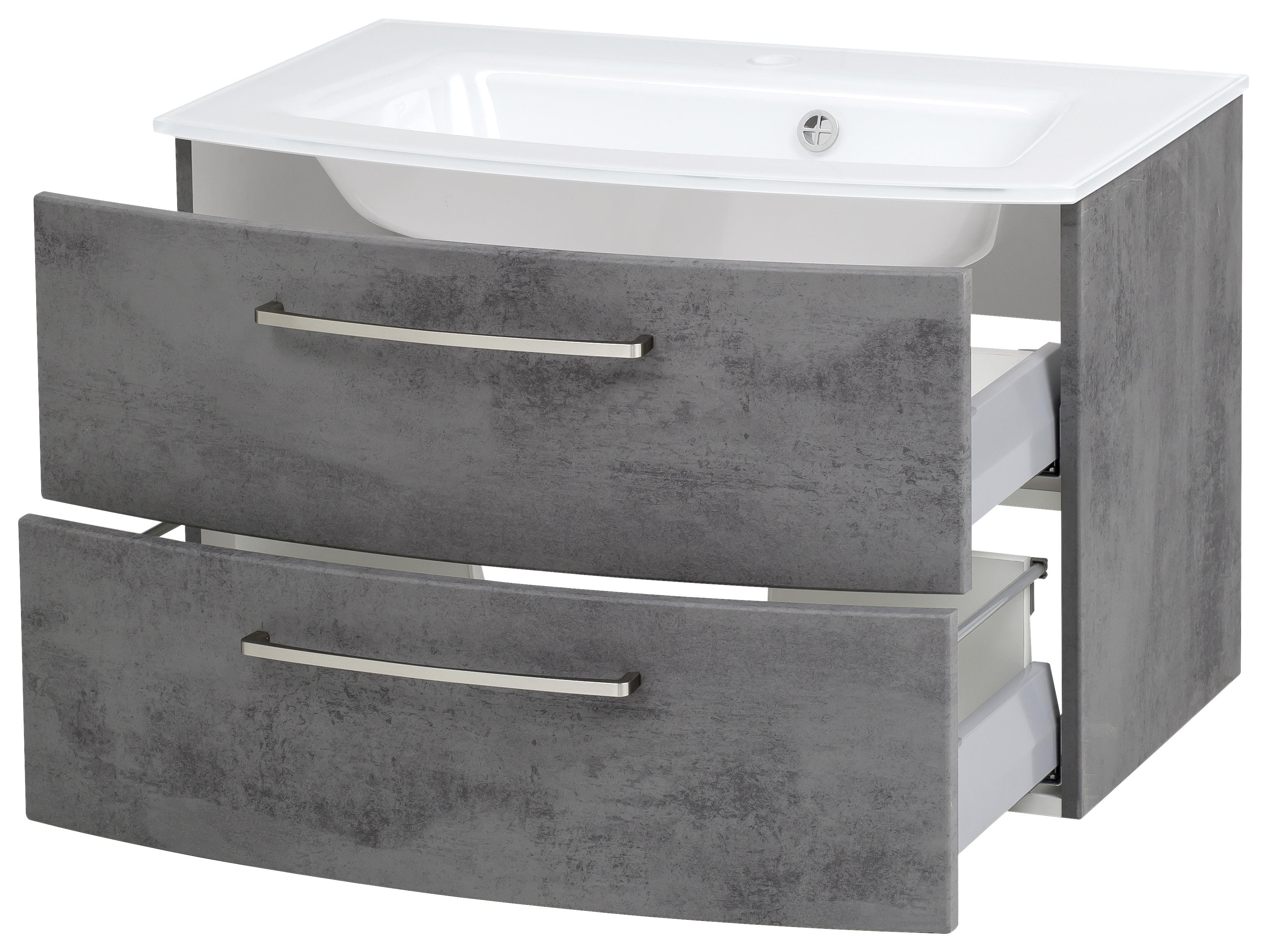 Grauer Waschtisch mit Schubladen