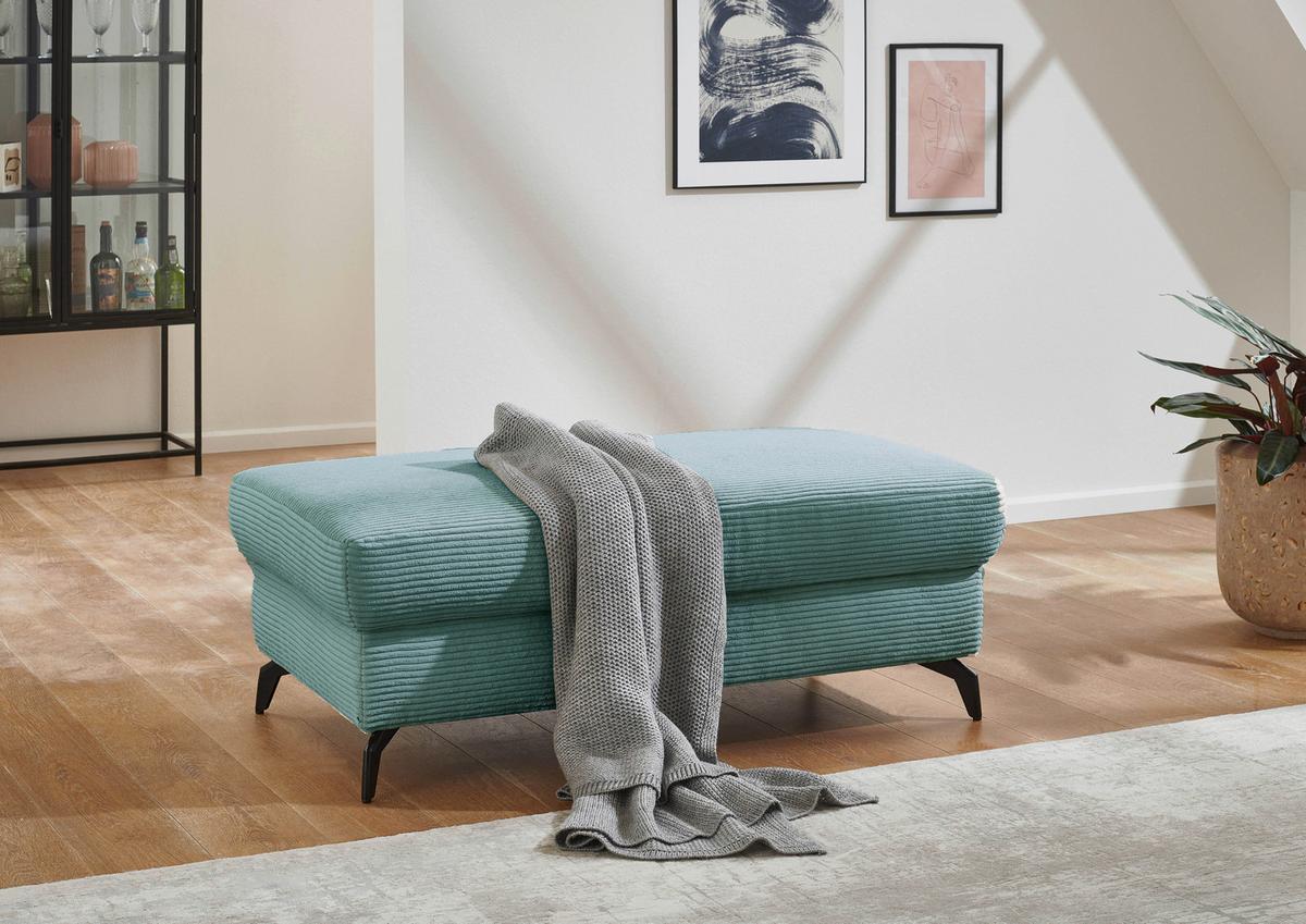 Hocker Bolero petrolfarben, 121x45x67 cm - Petrol/Schwarz, KONVENTIONELL, Textil (121/45/67cm) - Sit & More