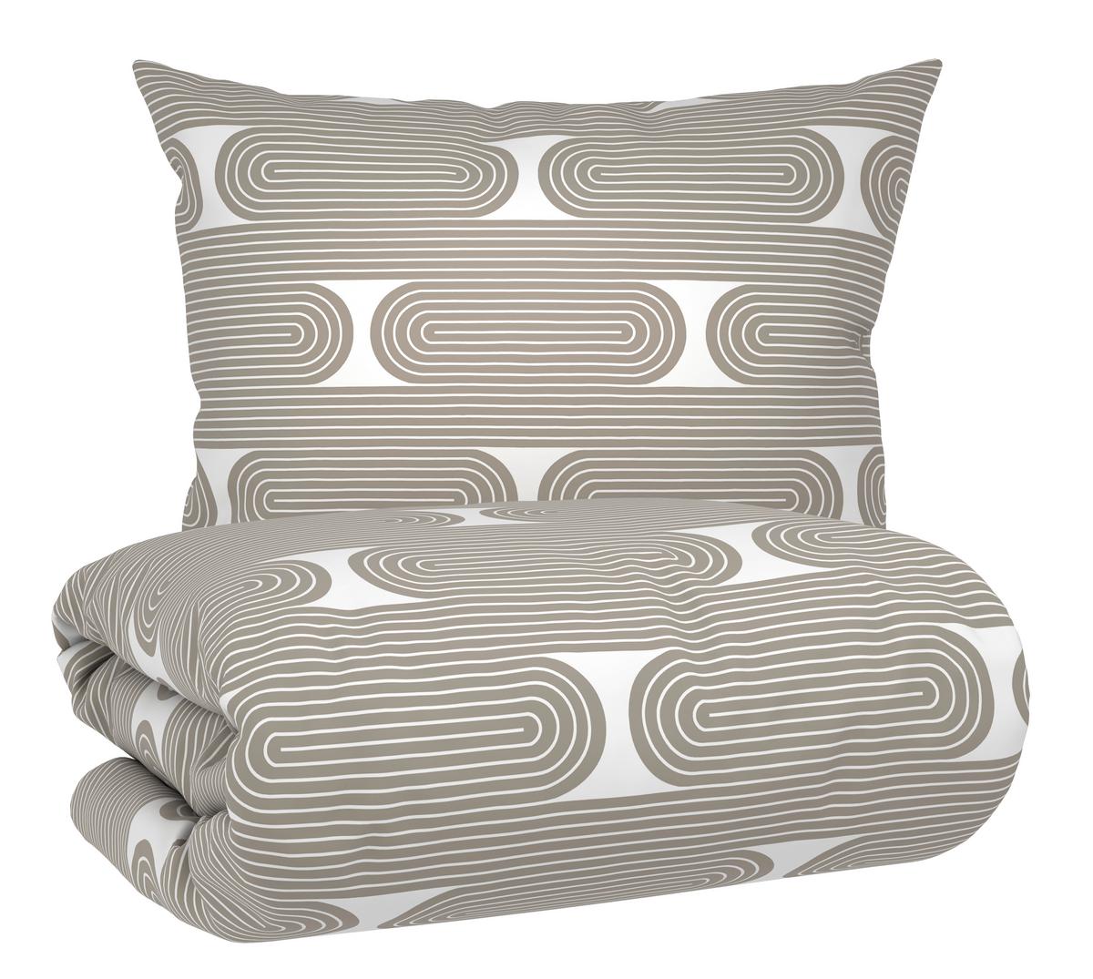 POVLEČENÍ RETRO - bílá/šedavě hnědá, Moderní, textil (140/200cm) - Mömax