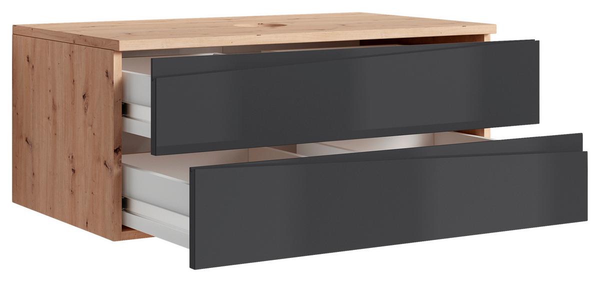 Waschbeckenunterschrank Shape Eiche Artisan/Anthrazit B:80cm - Anthrazit/Eiche Artisan, LIFESTYLE, Holzwerkstoff (80/33/47cm) - MID.YOU