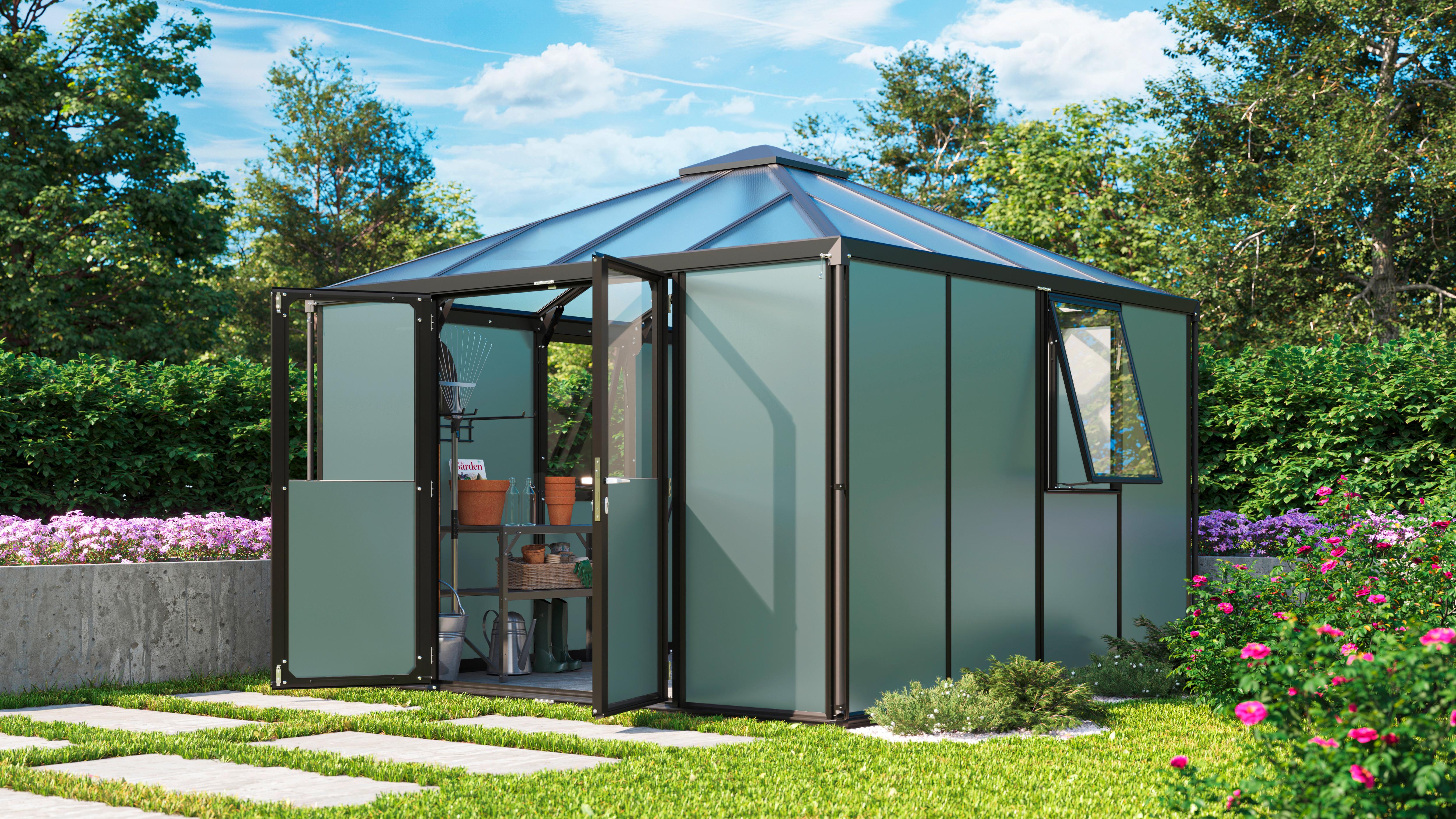 Gerätehaus 321,5x264,5x321,5 Cm - Schwarz, Basics, Kunststoff/Metall (321,5/264,5/321,5cm)