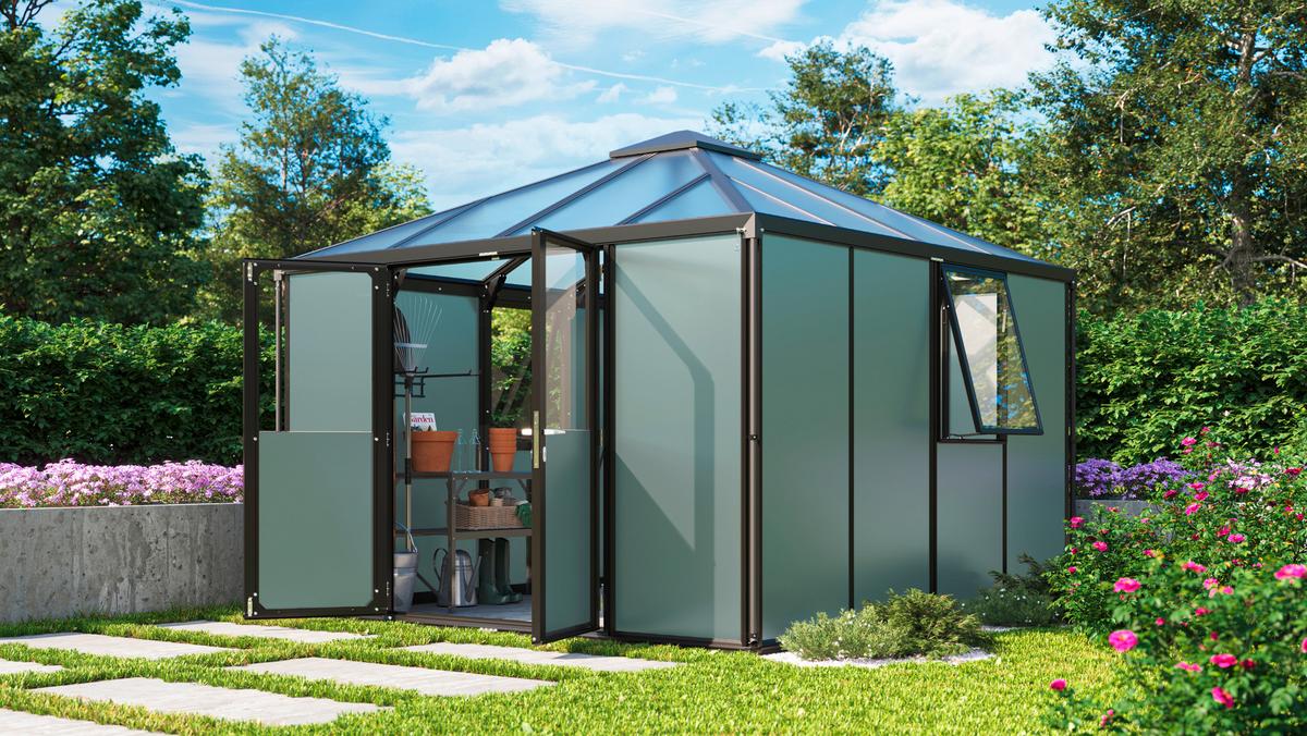 Gerätehaus 321,5x264,5x321,5 Cm - Schwarz, Basics, Kunststoff/Metall (321,5/264,5/321,5cm)