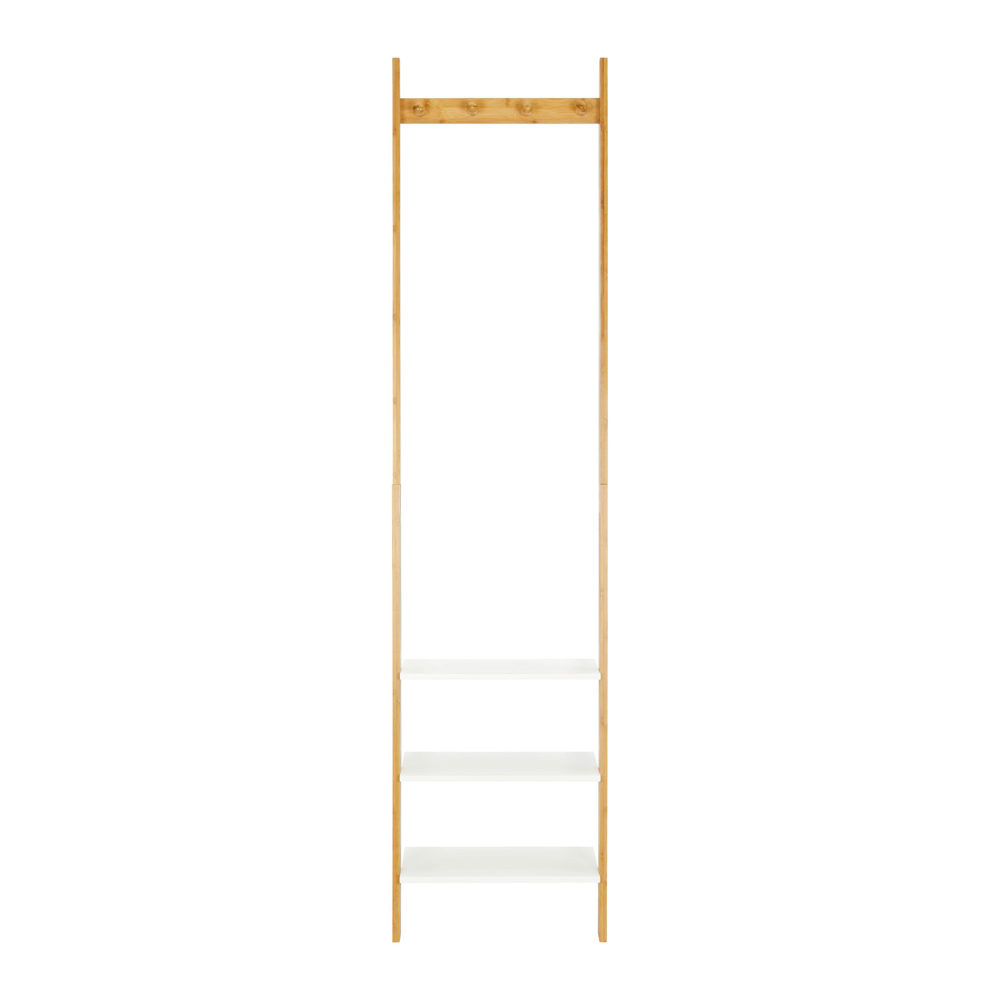 Regál Z Bambusu Mirela - bílá/přírodní barvy, Moderní, kompozitní dřevo/přírodní materiály (43/175/25cm) - Bessagi Home