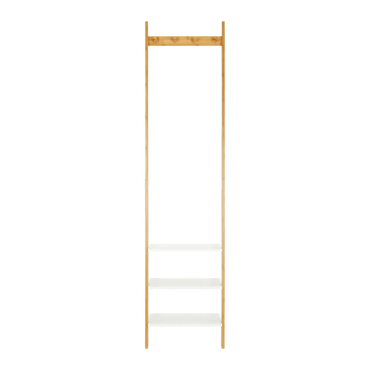Regál z bambusu Mirela - bílá/přírodní barvy, Moderní, kompozitní dřevo/přírodní materiály (43/175/25cm) - Bessagi Home