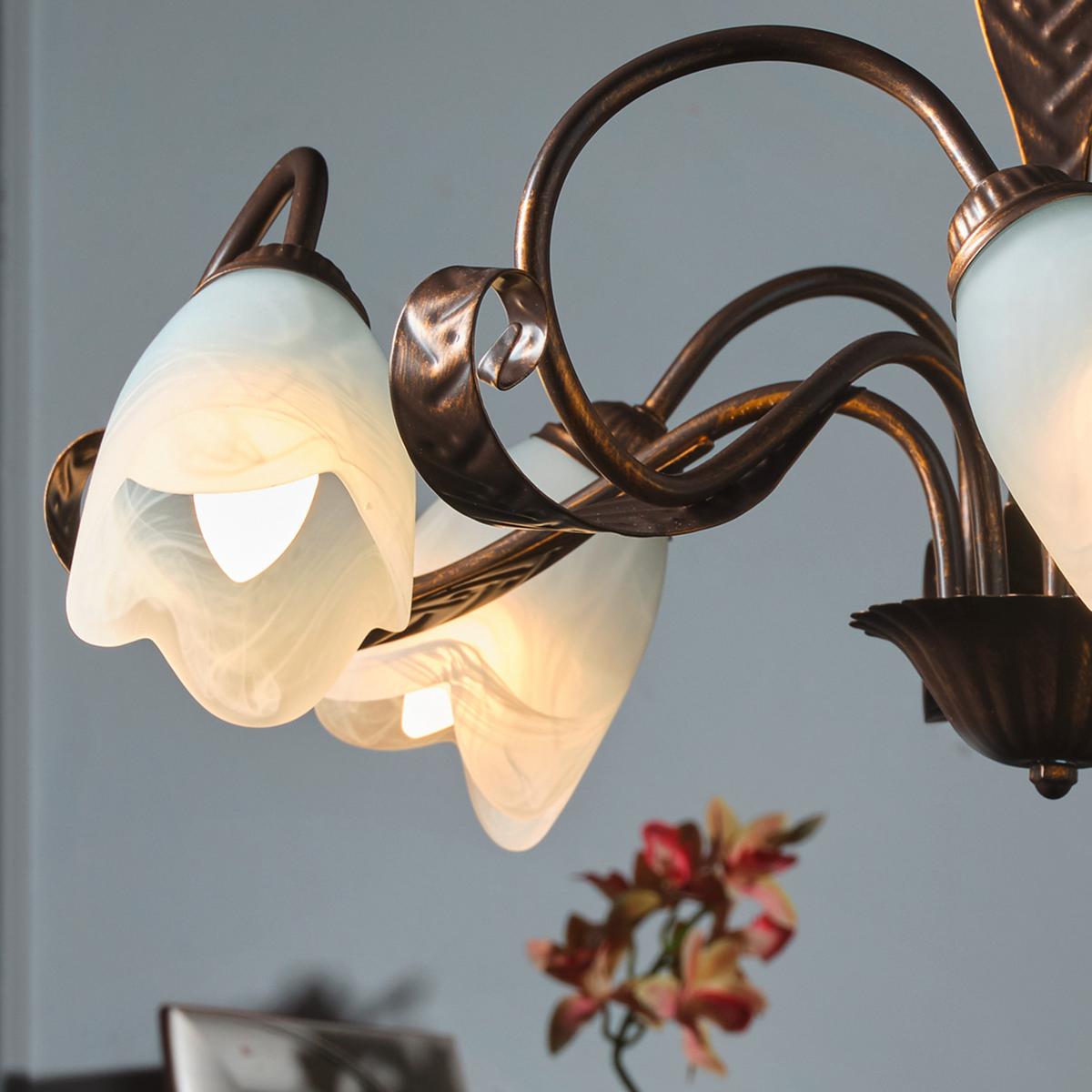 Kronleuchter 4240/5 - Bronzefarben, Basics, Glas/Metall (70/100cm)