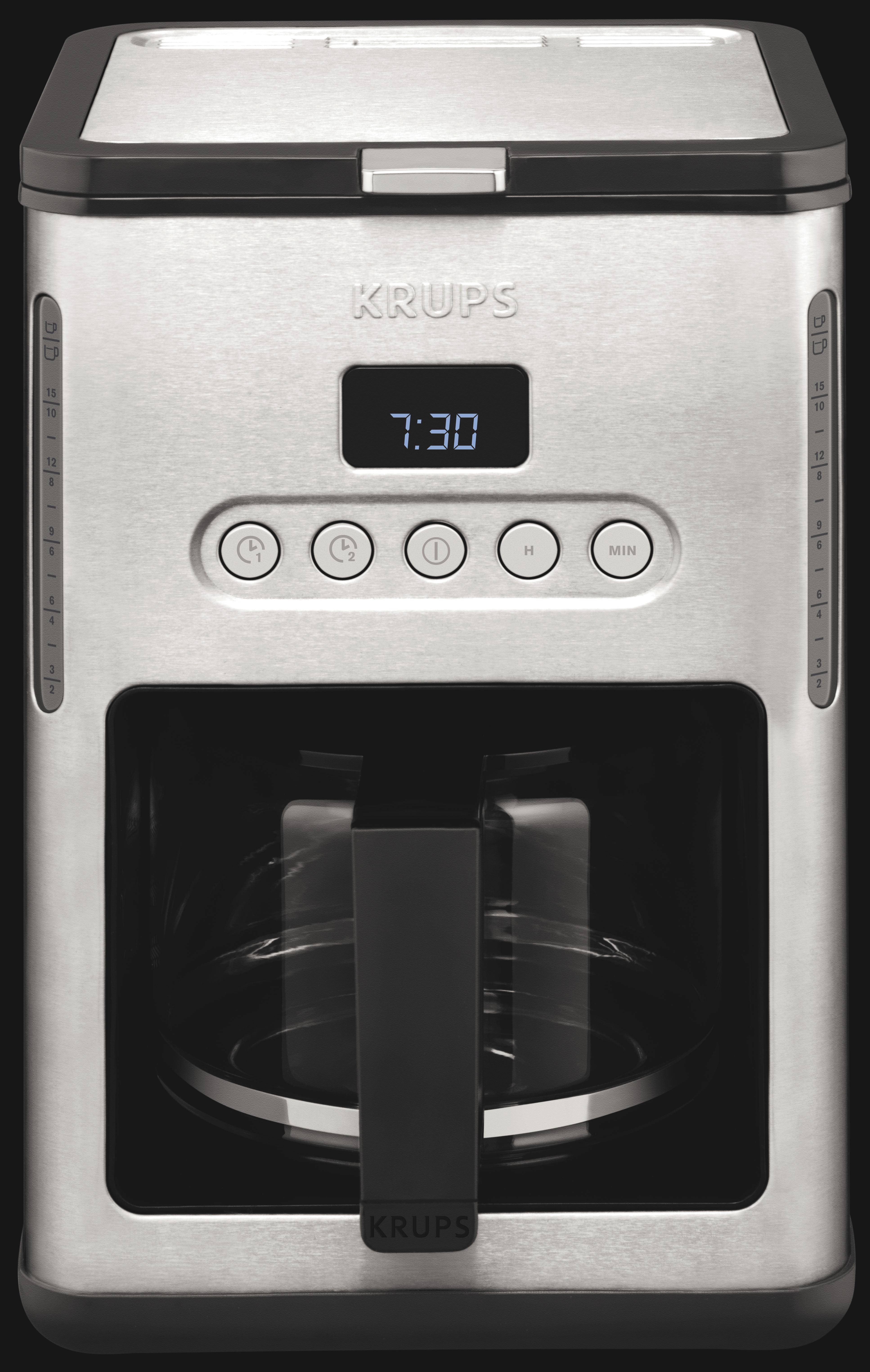 Filterkaffeemaschine Km442d - Edelstahlfarben/Schwarz, Basics, Kunststoff/Metall (24/36/29cm) - Krups