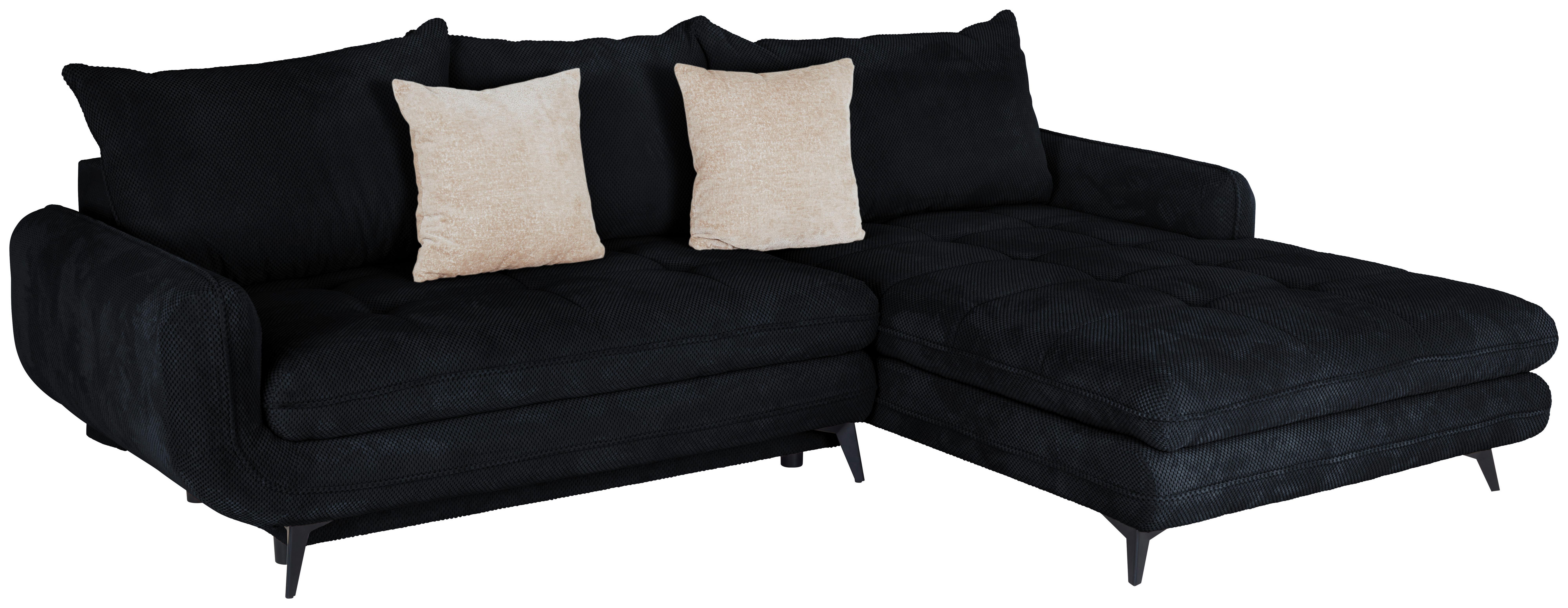 Ecksofa Wave - Schwarz, MODERN, Holz/Textil (266/189cm)