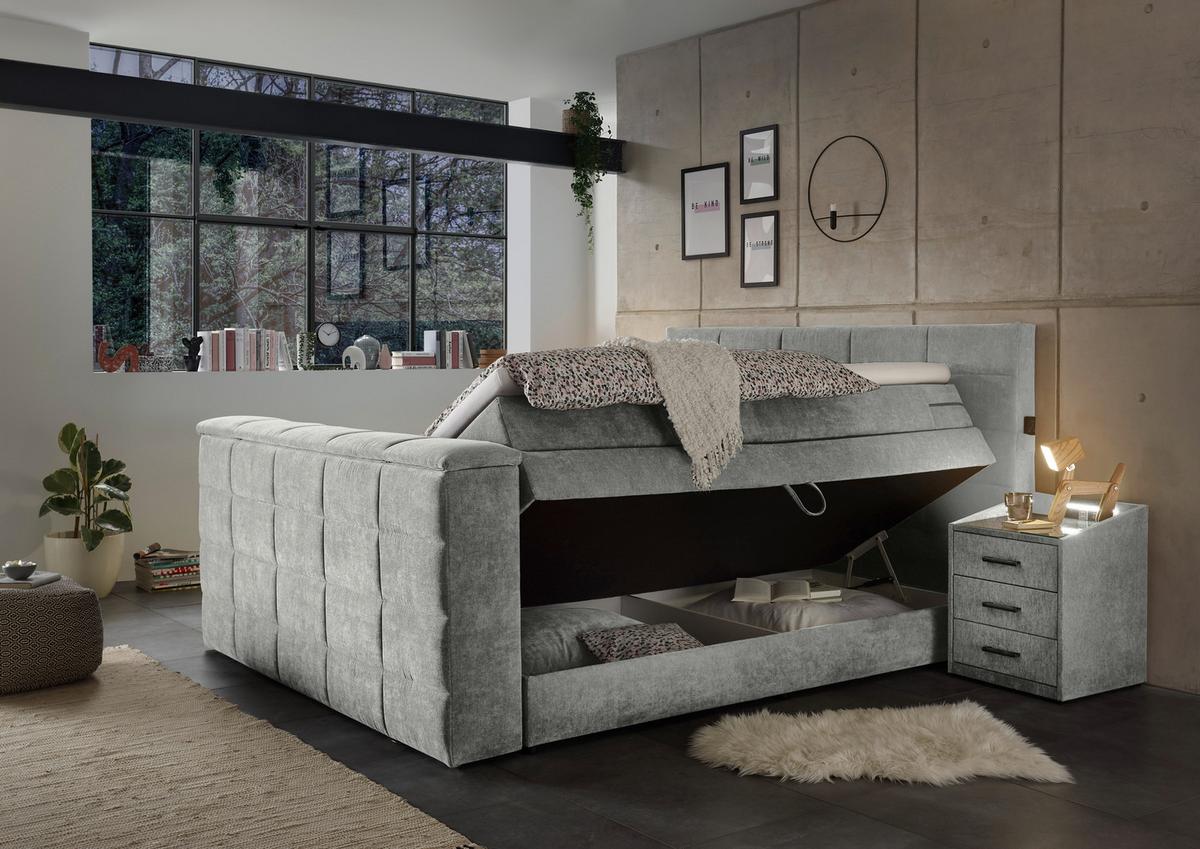 Boxspringbett Mit Bettkasten 180x200 Denver - Schlammfarben, KONVENTIONELL, Textil (180/200cm) - Carryhome