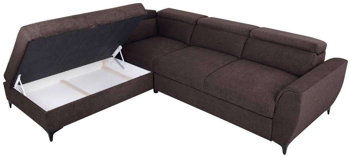 Ecksofa Lapis Dunkelbraun S: 217/255 Cm - Dunkelbraun/Schwarz, KONVENTIONELL, Textil (217/255cm) - MID.YOU