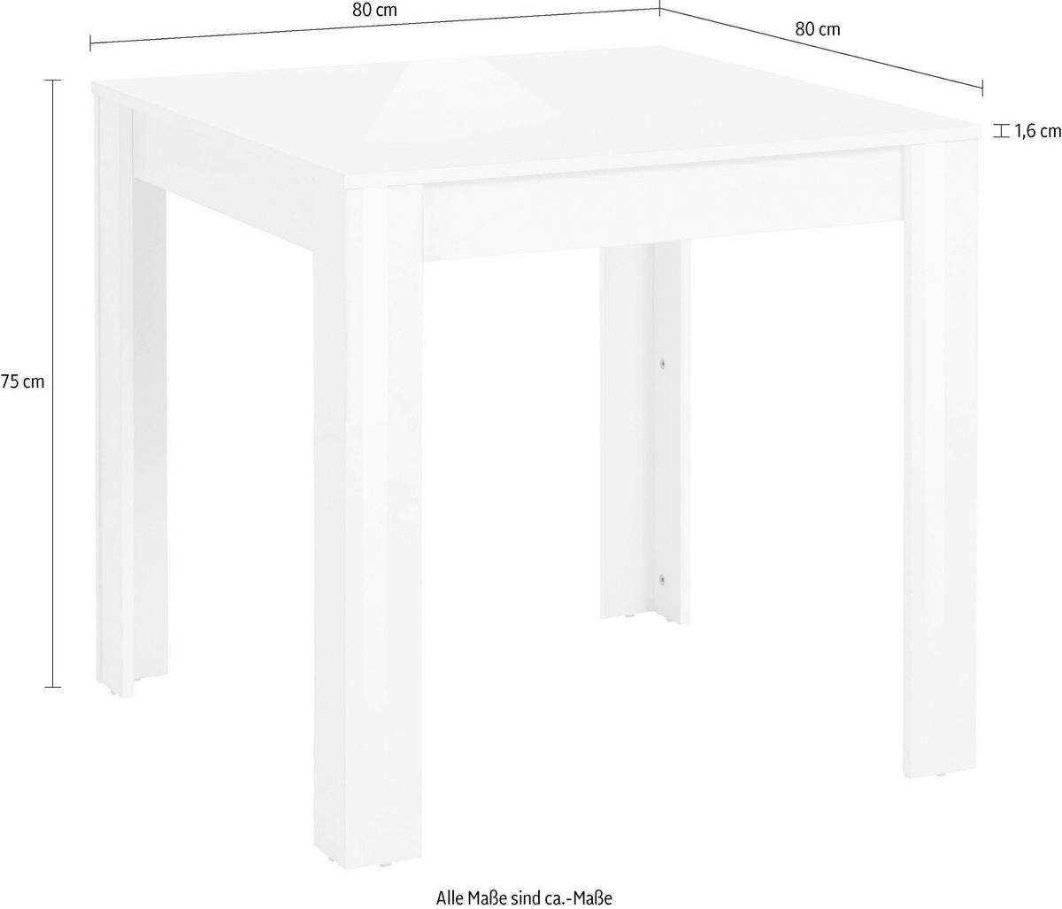 Esstisch Lynn Weiß Hg L: 80cm - Weiß Hochglanz, Design, Holzwerkstoff (80/75/80cm) - MID.YOU