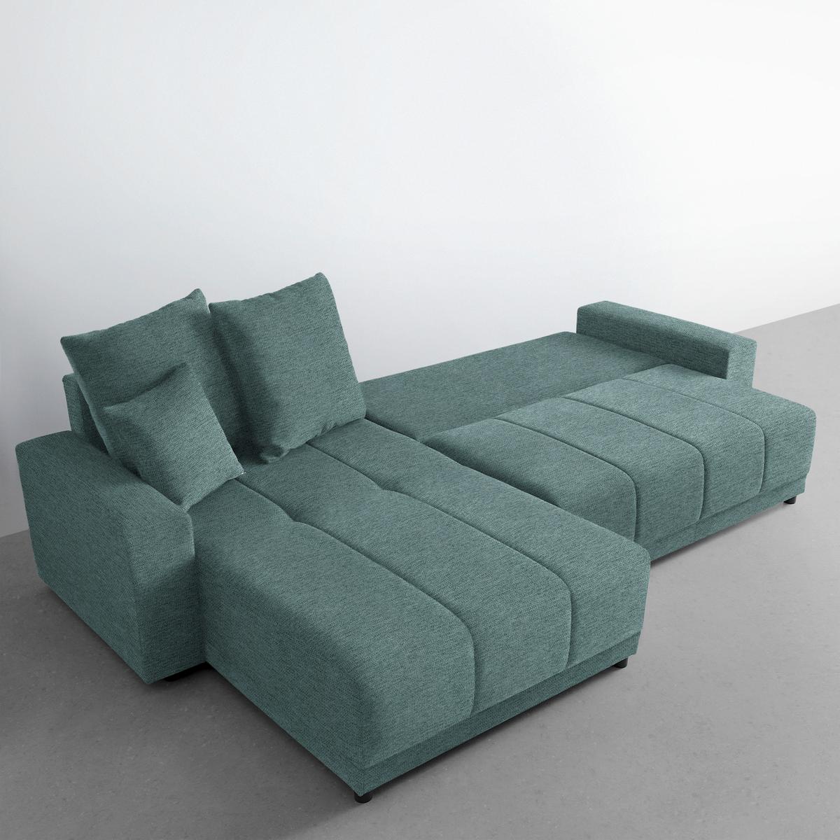 Rohová sedačka ALATRI, oboust.,petrolejová,s polštáři - petrolej/černá, Moderní, textil/plast (289/90/176cm) - Based
