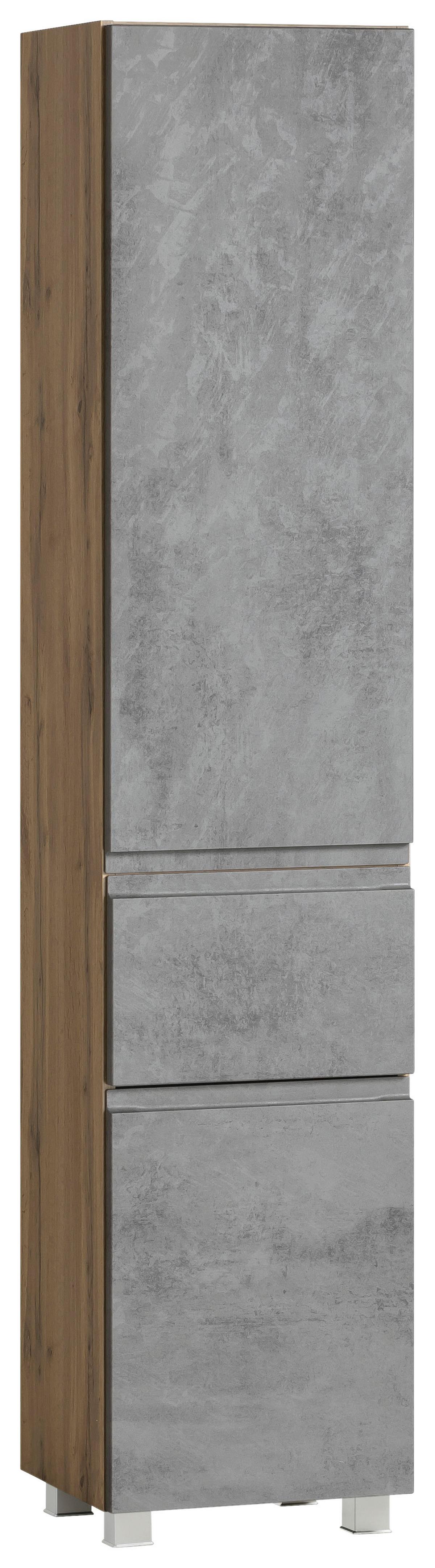 Hochschrank Varese B: 40 cm Hellgrau/Eiche Wotan - Eiche Wotan/Hellgrau, MODERN, Holzwerkstoff (40/180/35cm) - Held