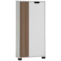 Highboard Weiß/Eichefarben B: 59,8 cm - Eichefarben/Schwarz, Design, Holzwerkstoff (59,8/124/19,55cm) - MID.YOU