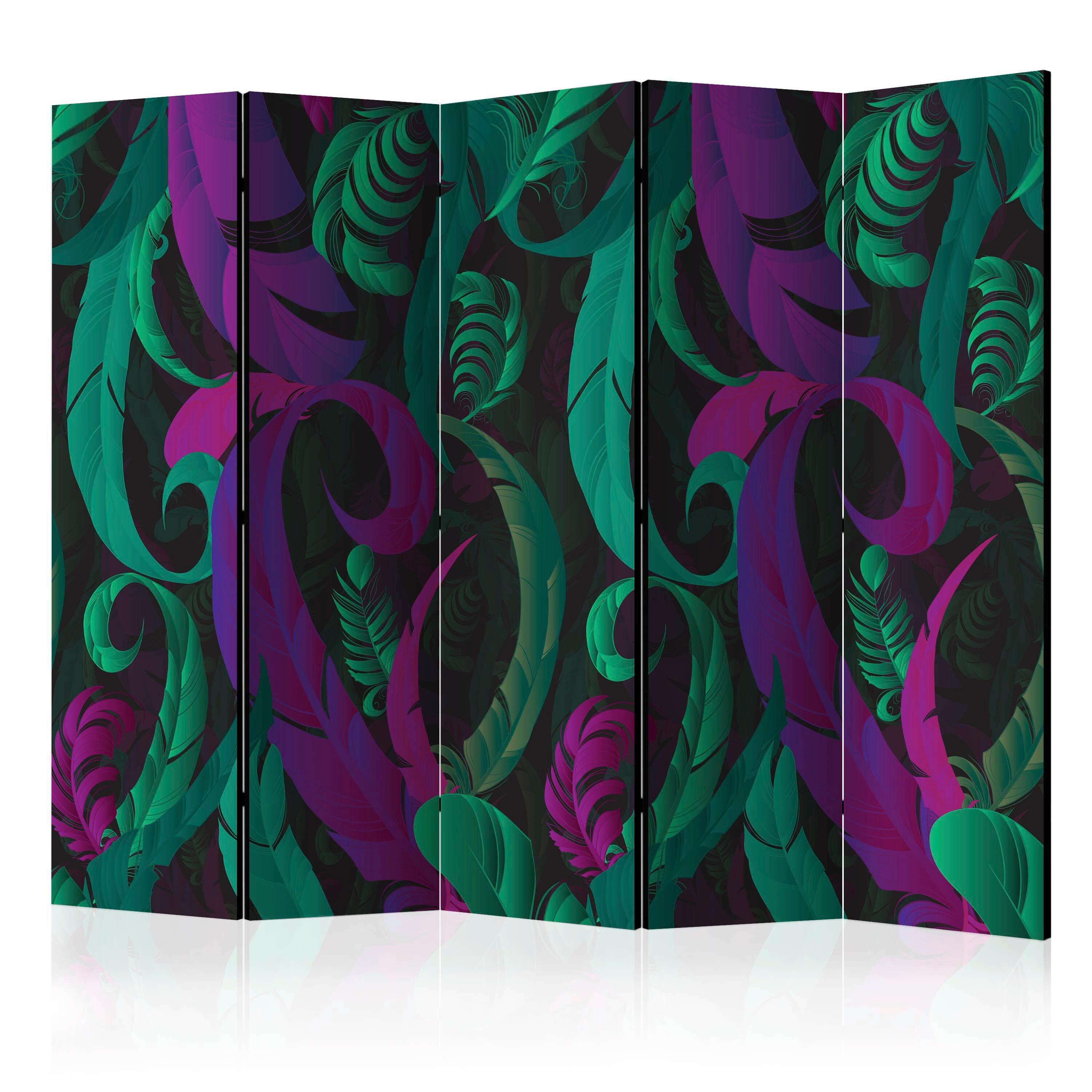 Paravent Grün Violett B: 225 Cm - Violett/Grün, Basics, Holz/Textil (225/172/3cm) - artgeist