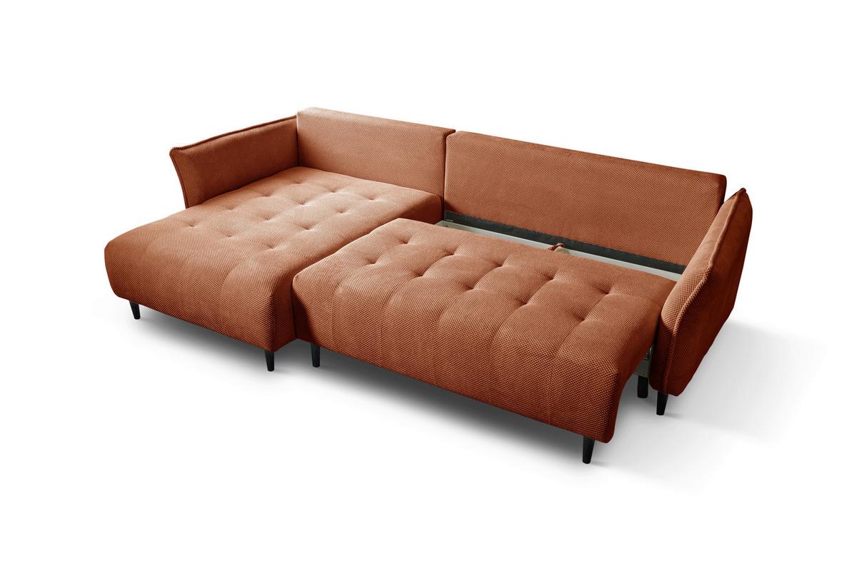 Ecksofa Monte Carlo Terracotta S: 290x160 cm - Terracotta/Schwarz, Trend, Holz/Holzwerkstoff (290/160cm)