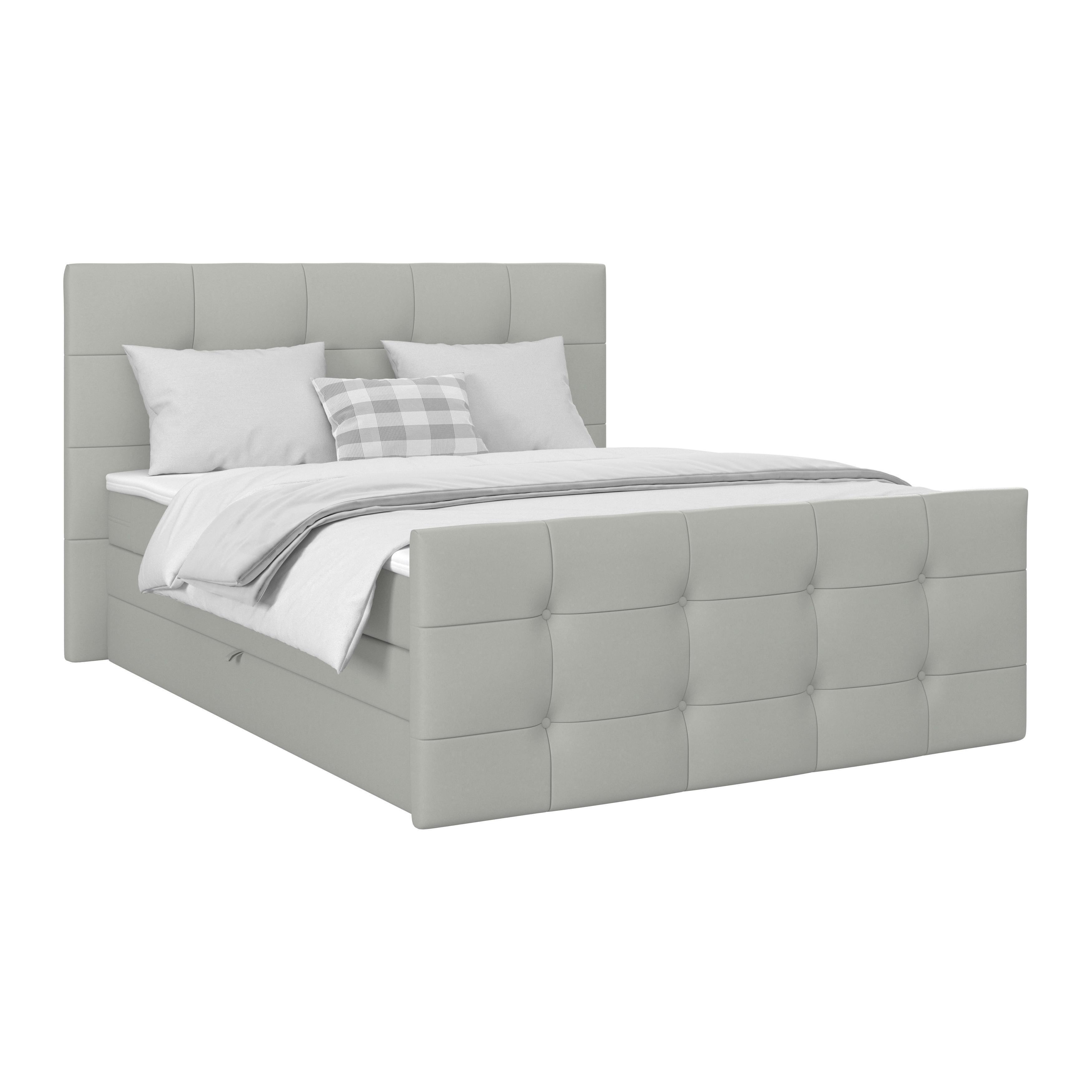 Boxspringbett Josie 180 - Silberfarben/Schwarz, MODERN, Holz/Holzwerkstoff (180/200cm)