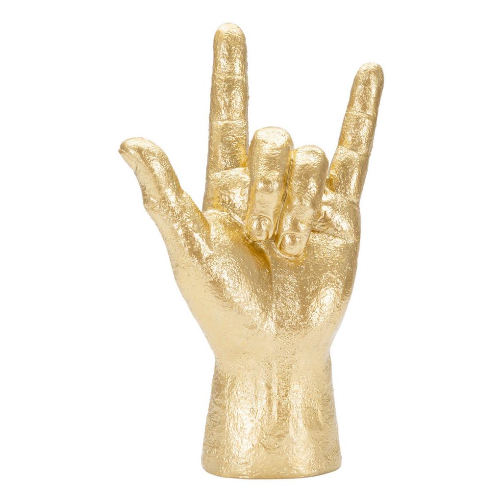 Skulptur Yeah Hand goldfarben, B: 14,5 cm
