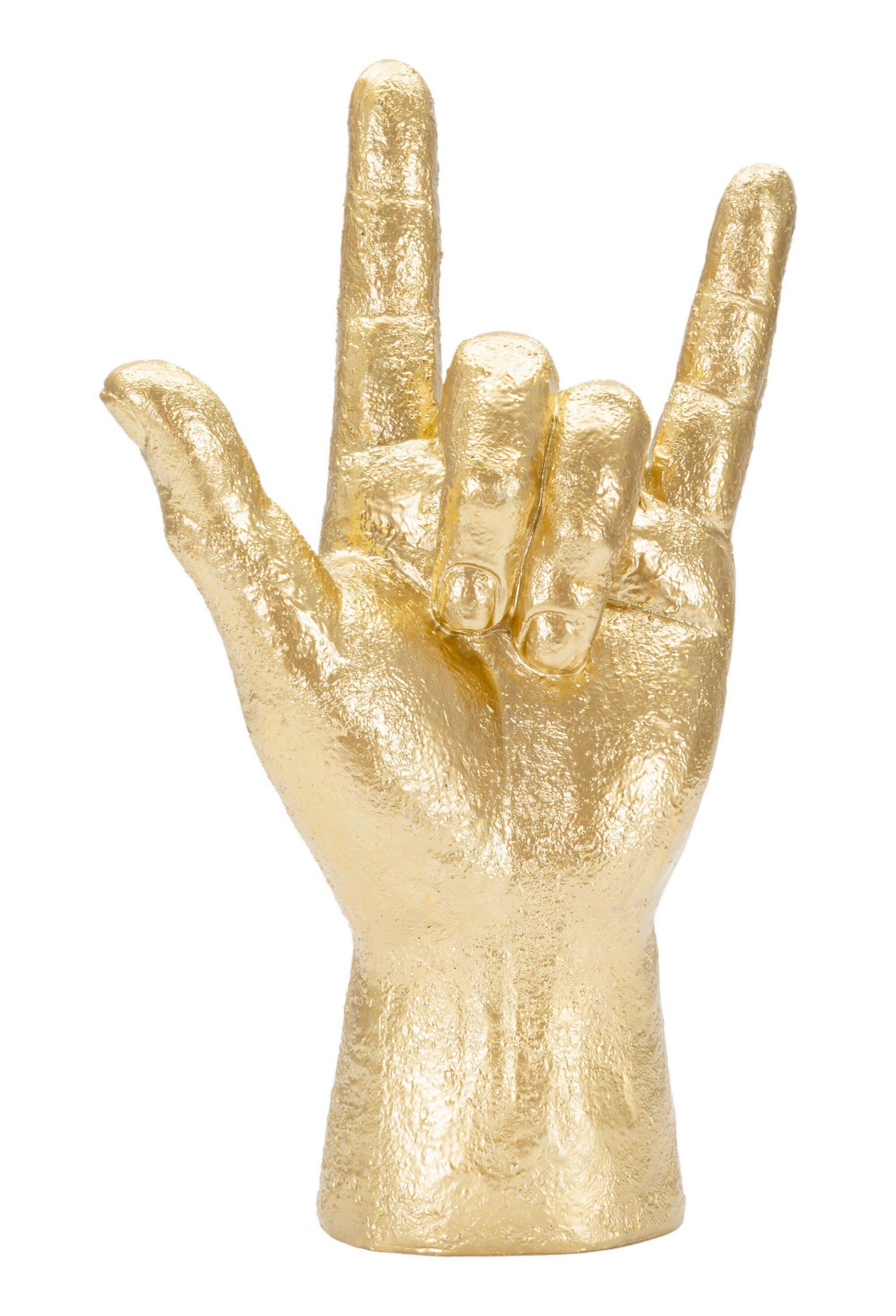 Skulptur Yeah Hand goldfarben, B: 14,5 cm