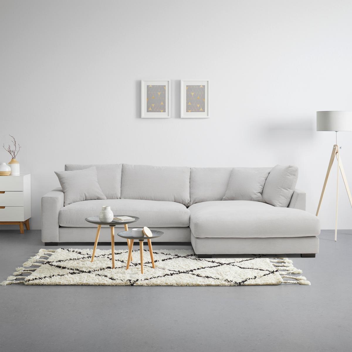 Rohová sedačka PEDRO, pravá, světle šedá - černá/světle šedá, Moderní, textil/plast (300/190cm) - Mömax