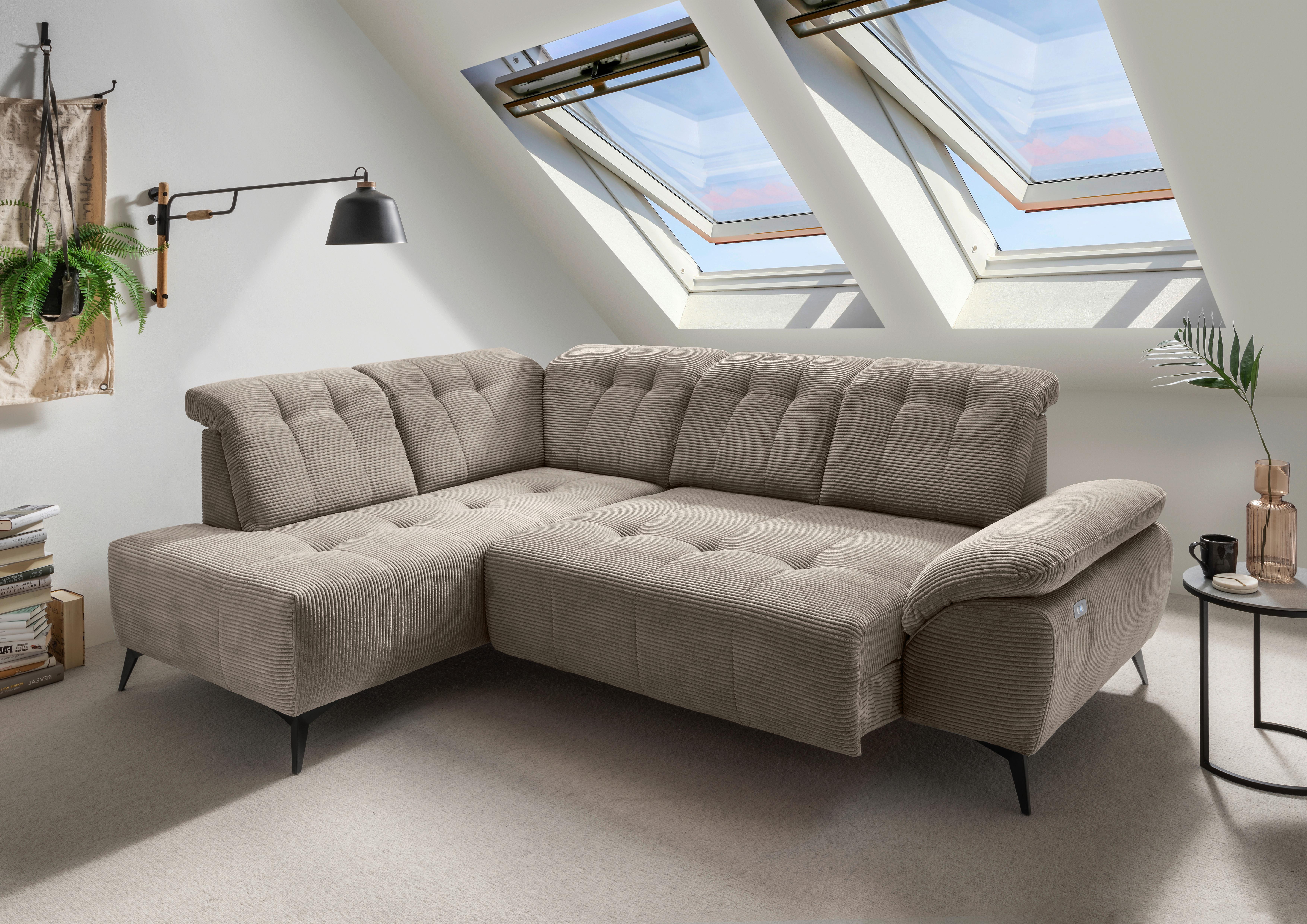 Ecksofa Fiore, Graubraun S: 200x272 cm - Graubraun/Schwarz, MODERN, Textil (200/272cm) - Livetastic