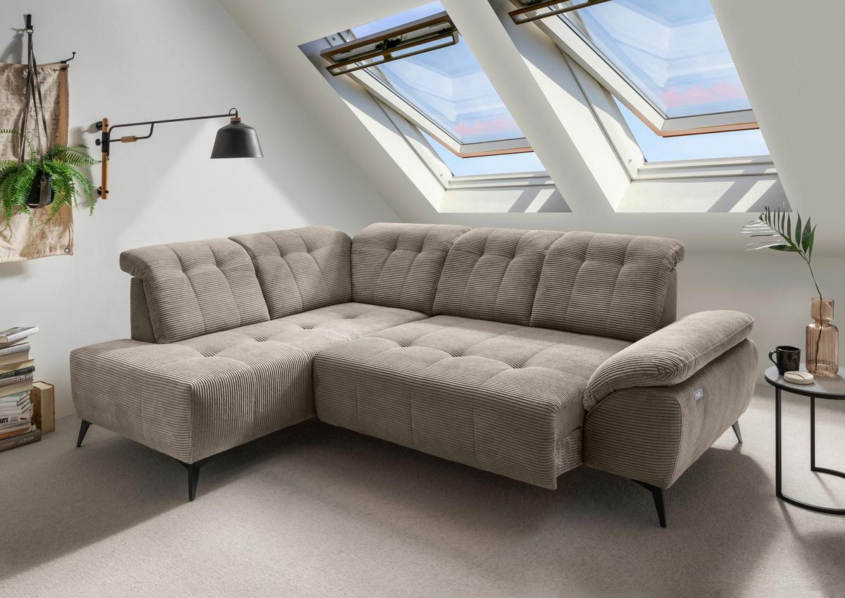 Ecksofa Fiore, Graubraun S: 200x272 cm - Graubraun/Schwarz, MODERN, Textil (200/272cm) - Livetastic