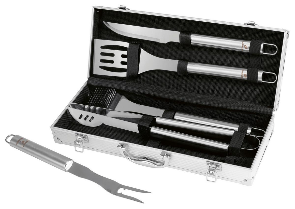 Grillkofferset 6tlg. Landmann Grillkoffer-Set 6--Teilig - Silberfarben, LIFESTYLE, Metall (45/17/8cm)