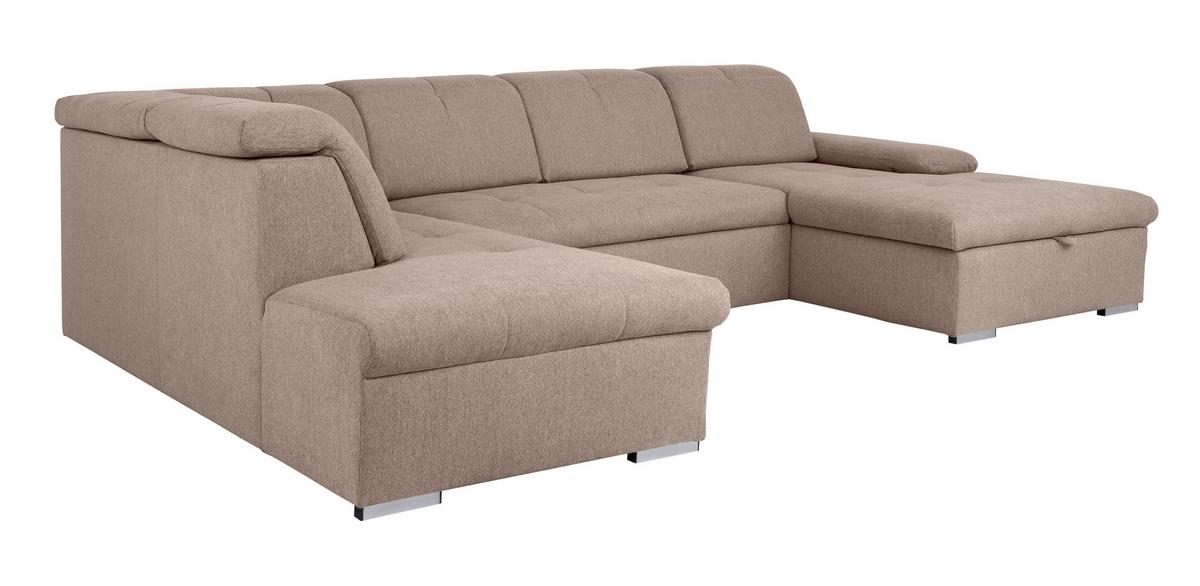 Wohnlandschaft Ramzes Hellbraun U: 215x328x173 cm - Hellbraun/Grau, Design, Textil (215/328/173cm) - MID.YOU