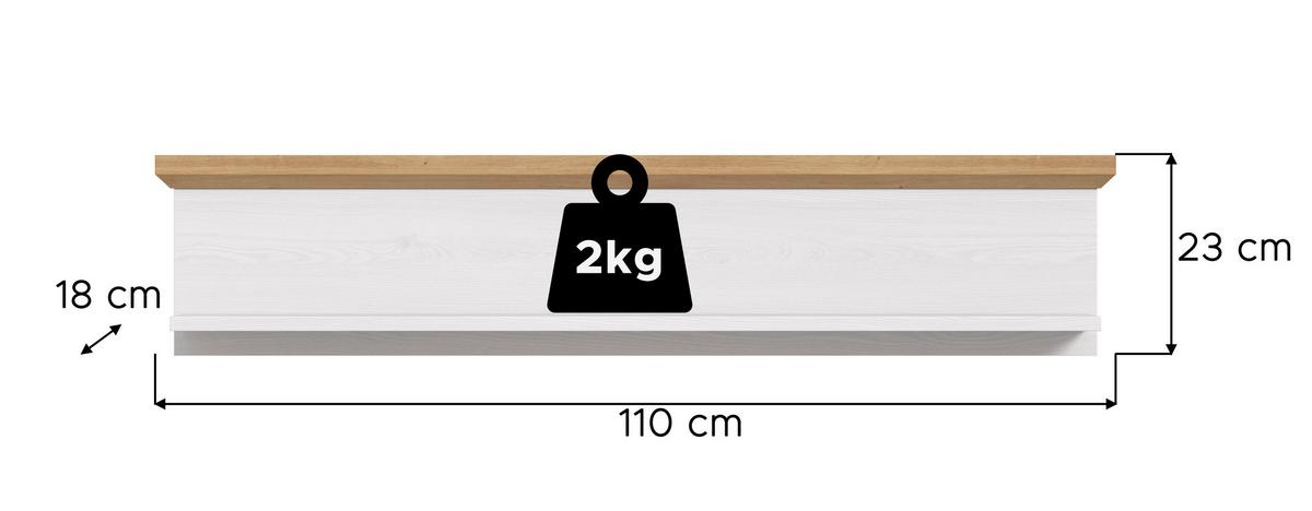WANDBOARD Verona Lärchefarben B: 110cm - Lärchefarben, Design, Holzwerkstoff (110/23/18cm) - Livetastic