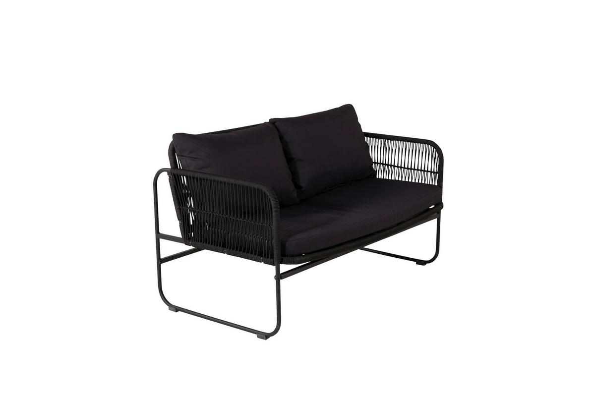 Loungegarnitur Utah - Schwarz, KONVENTIONELL, Textil/Metall - Gardenson
