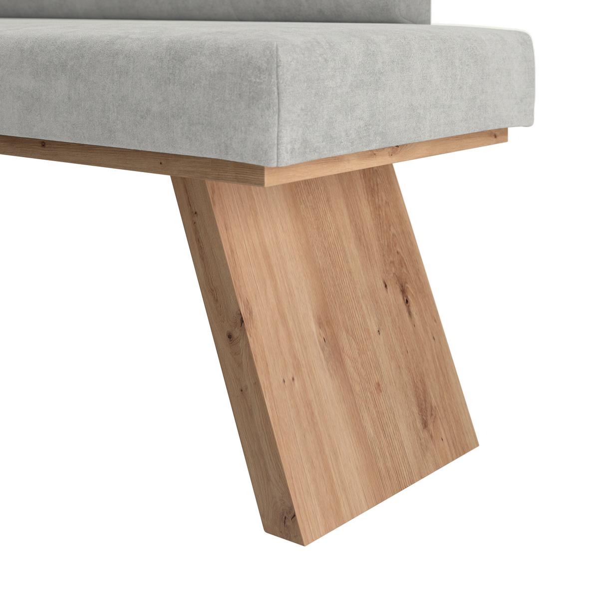 Eckbank Emma Ii Webstoff Hellgrau, B: 140 Cm - Eichefarben/Hellgrau, KONVENTIONELL, Holzwerkstoff/Textil (140/160cm)