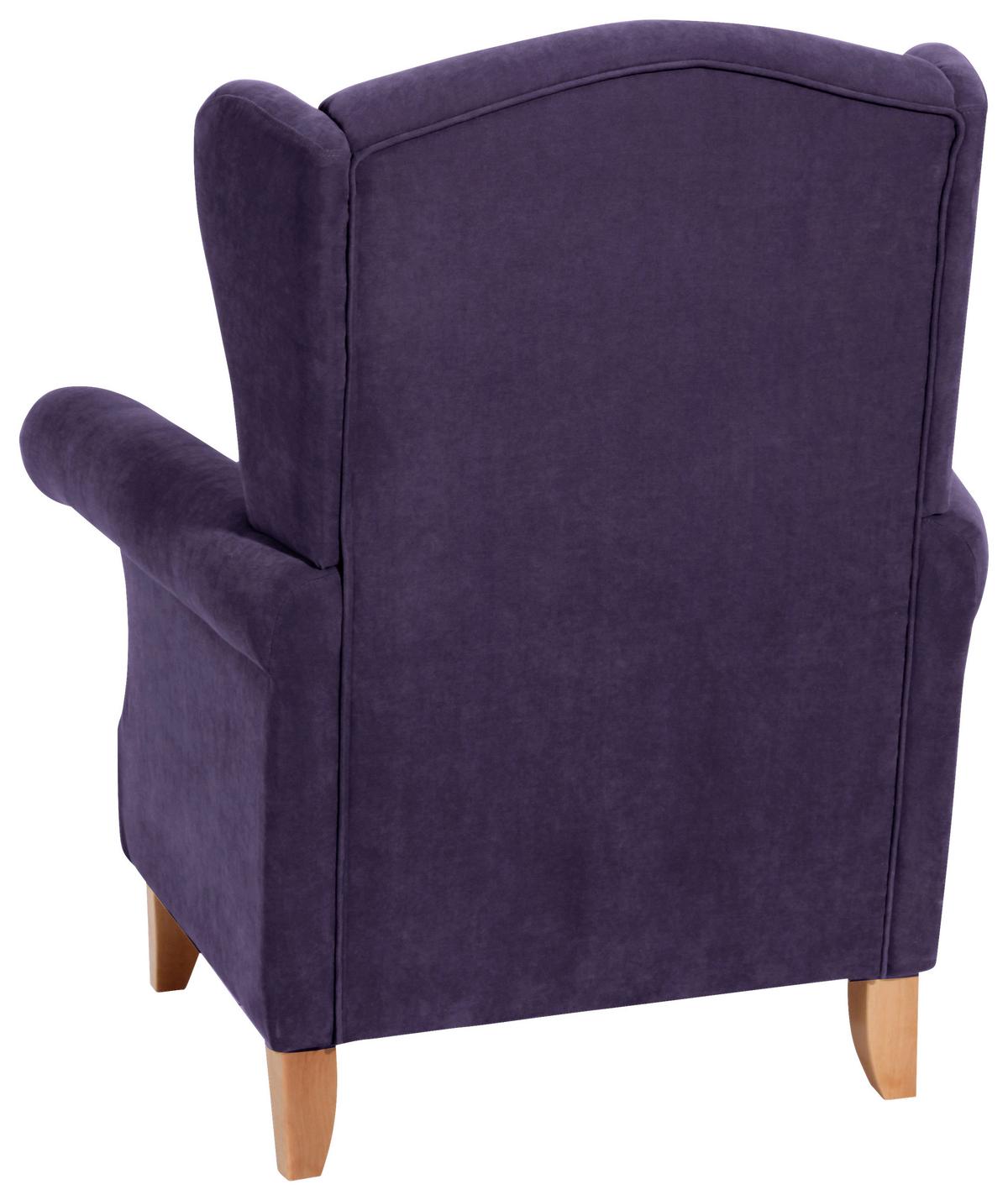 Ohrensessel mit Armlehnen Verita Velours Violett - Buchefarben/Violett, Design, Textil (88/108/84cm) - Max Winzer