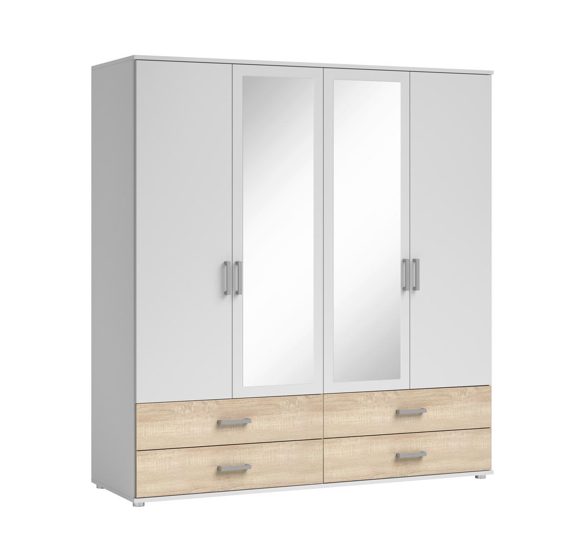 Drehtürenschrank Ivar B:180cm Sonoma Eiche/Weiß - Weiß/Sonoma Eiche, MODERN, Holzwerkstoff (180/190cm) - MID.YOU